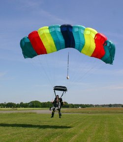 Landung mit dem Tandem-Fallschirm
